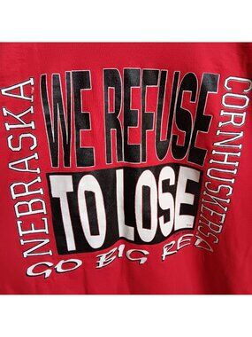 True Vintage XL Big Red T-shirt Nebraska Cornhuskers Champs 90s Single Stitch